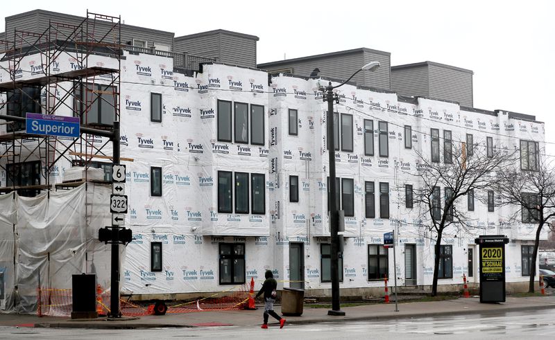 Construction workers on a scaffold